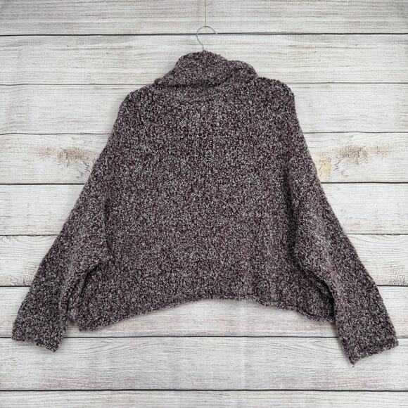 Free People Fuzzy Chunky Knit Oversized Turtleneck Sweater Womens XS Purple Gray - Picture 2 of 13